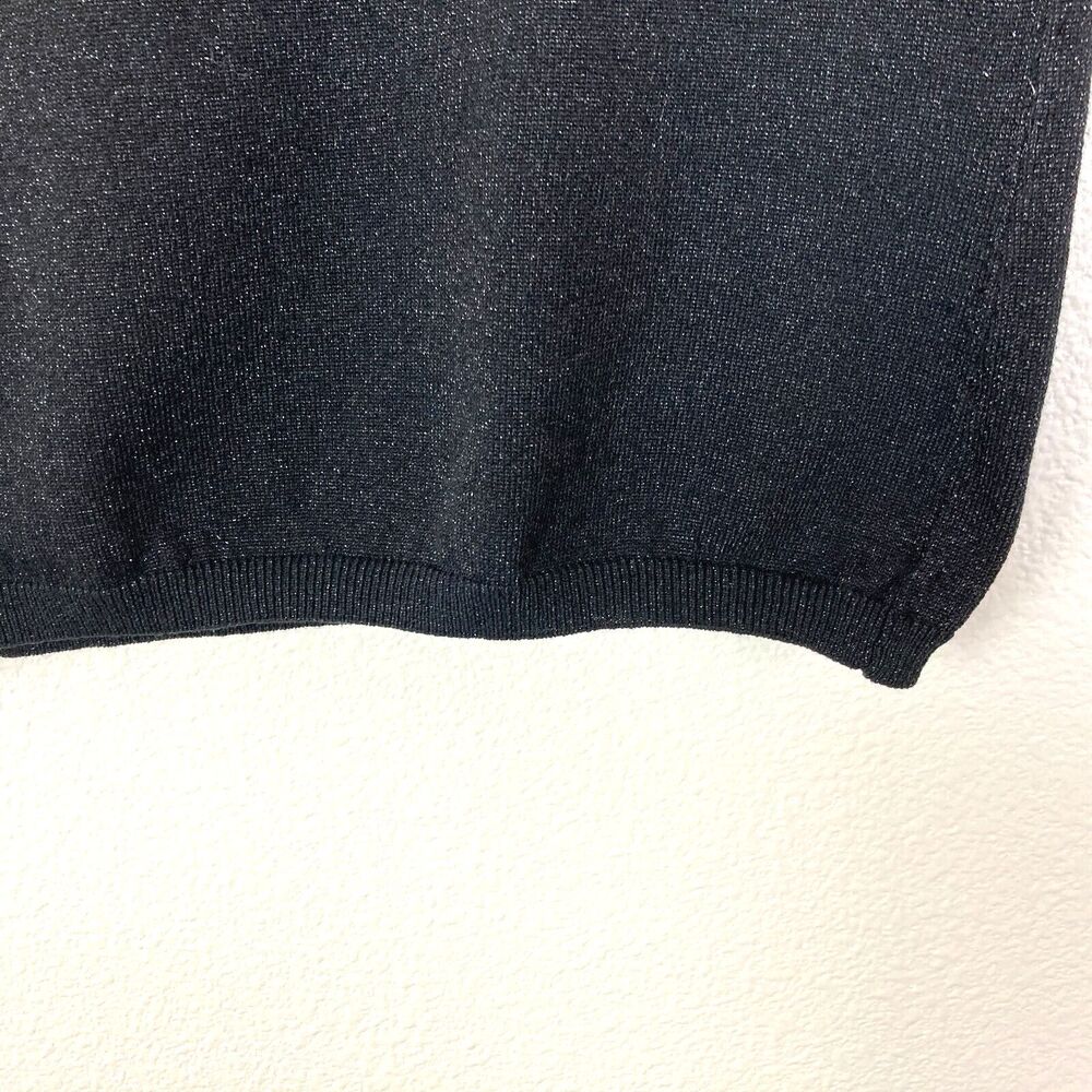 Grace Elements Women Turtleneck Top Size M Silk Blend Black Sparkly Gold Festive - Picture 6 of 8